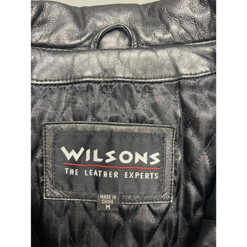Vintage Wilsons Black Leather Jacket Lined Zip Front Casual Outerwear 90s - Picture 7 of 16